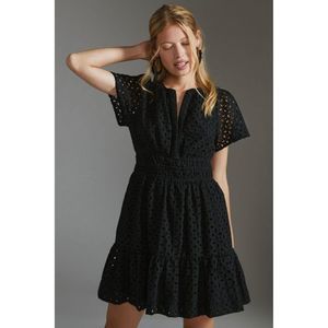 Anthropologie Somerset Eyelet Mini Dress Black
